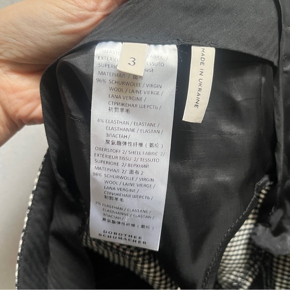 Dorothee Schumacher Virgin Wool Trousers Black White Check Size 32 - Picture 7 of 11